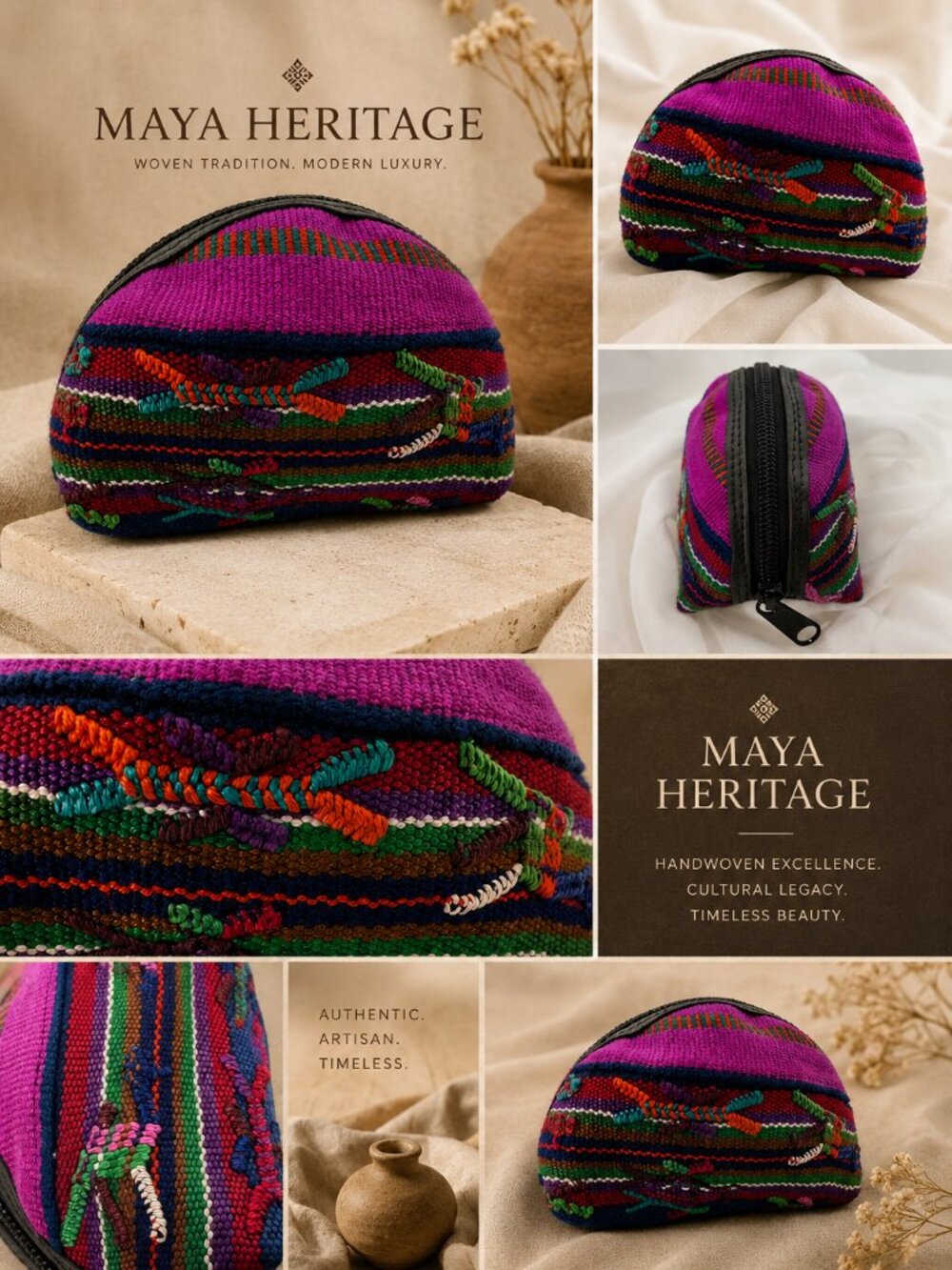 Handcrafted Guatemalan Huipil Coin Purse | Colorful Artisan Zip Pouch